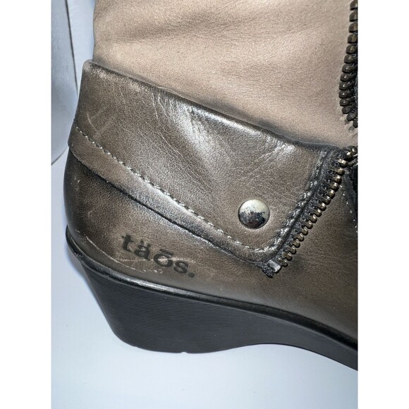 Taos ankle BOOTS Sz 9.5 EU40 Whats Happening Graphite Grey Wedge Zip boho casual - Picture 5 of 14